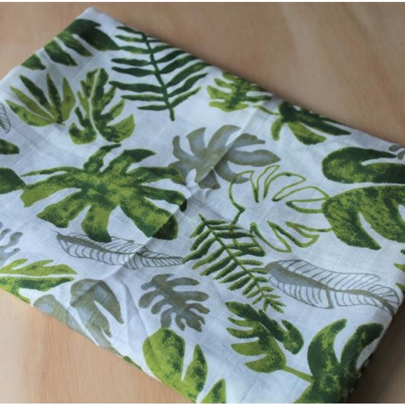 New Monstera Plant Swaddle Muslin Baby Blanket - Picture 4 of 6